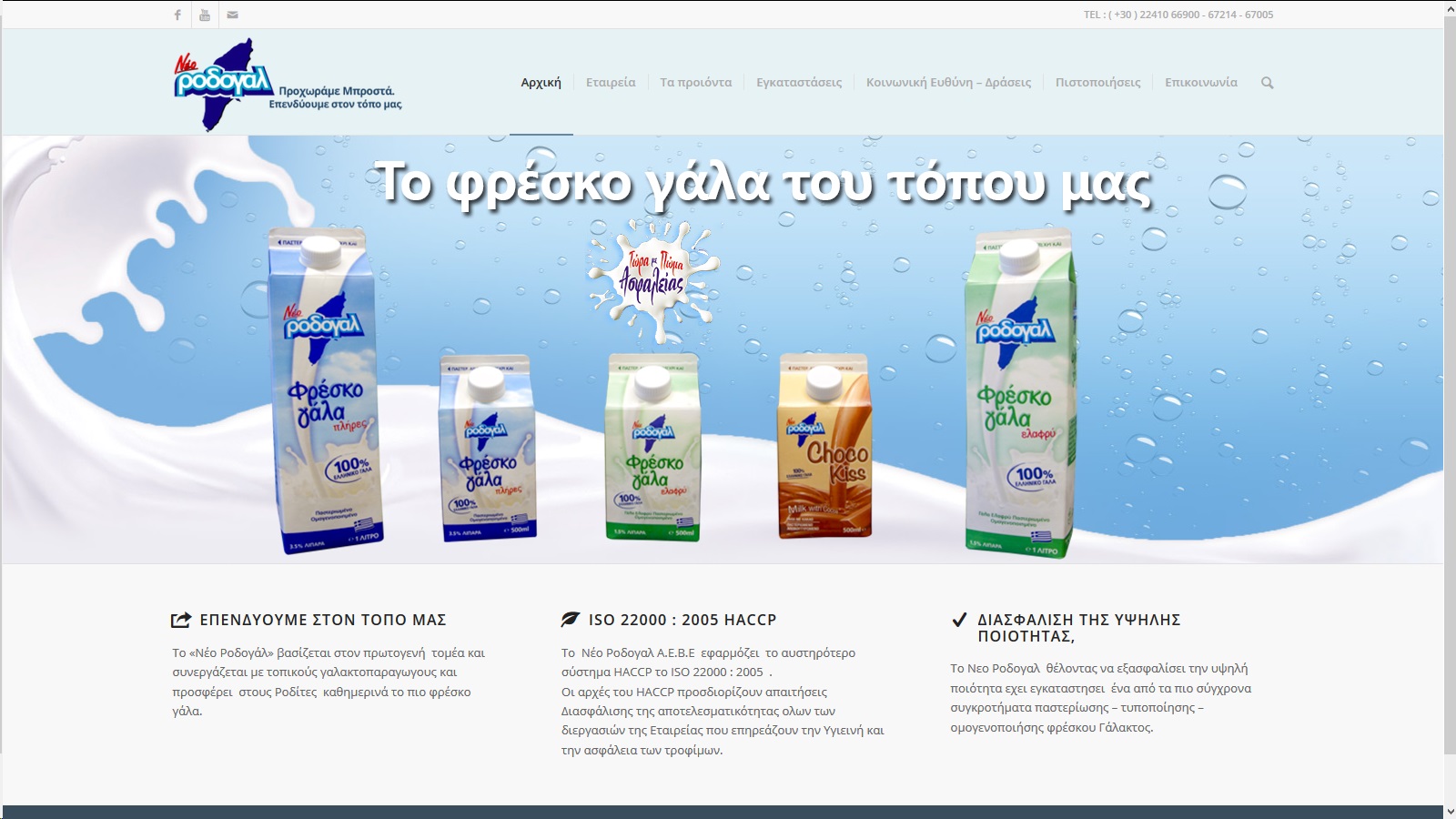 Κατασκευή ιστοσελίδας για την Βιομηχανίας γάλακτος Νέο Ροδογαλ που η έδρα της είναι στην Ρόδο.